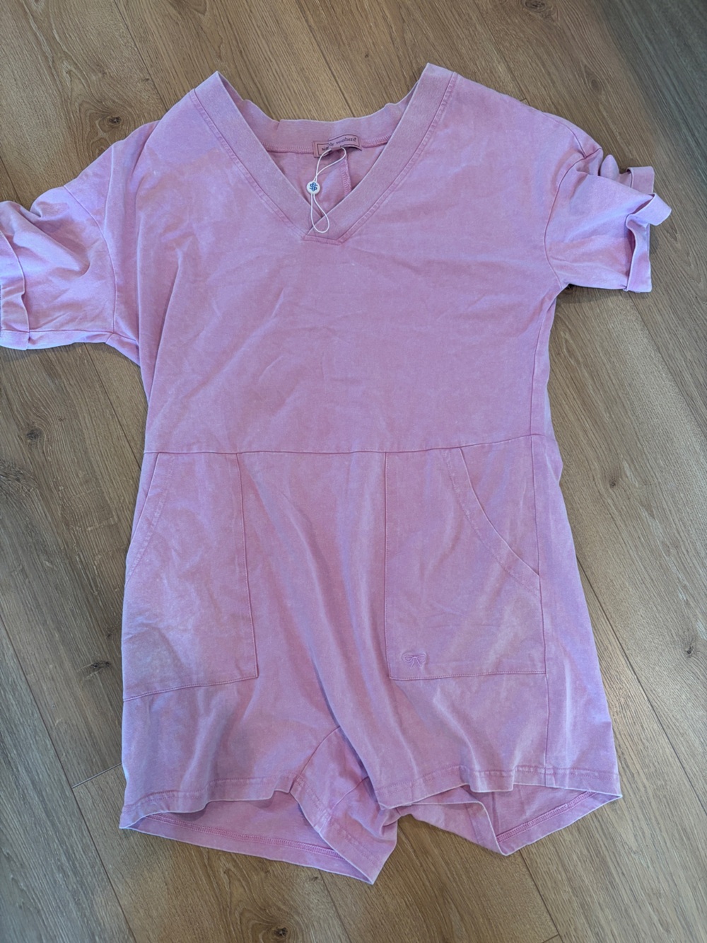 Simply Southern Pink Short-Sleeve Jumpsuit Romper